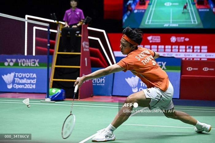 Tunggal putri Thailand, Supanida Katethong, saat tampil pada final Thailand Open 2024 di Bangkok, Thailand, 19 Mei 2024.