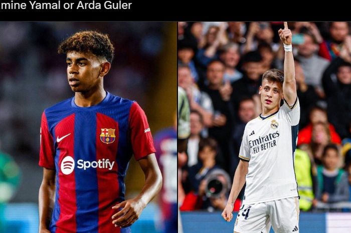 Komparasi antara wonderkid Barcelona, Lamine Yamal dan gelandang serang muda Real Madrid, Arda Guler.