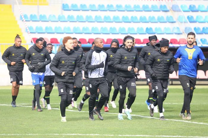 Skuad timnas Tanzania saat latihan jelang FIFA Matchday Maret 2024.