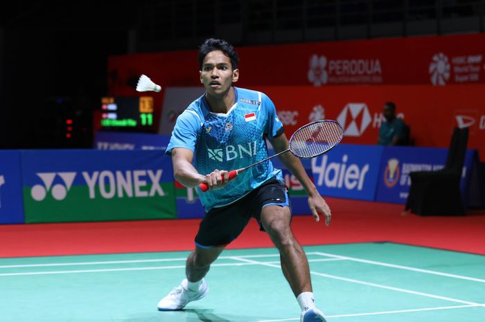 Pebulu tangkis tunggal putra Indonesia, Chico Aura Dwi Wardoyo, pada babak kedua Malaysia Masters 2024 di Axiata Arena, Bukit Jalil, Kamis (23/5/2024).