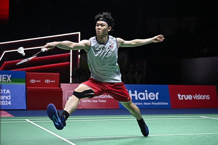 Pebulu tangkis tunggal putra Malaysia, Lee Zii Jia, pada final Thailand Open 2024 di Nimibutr Stadium, Bangkok, Minggu (19/5/2024).