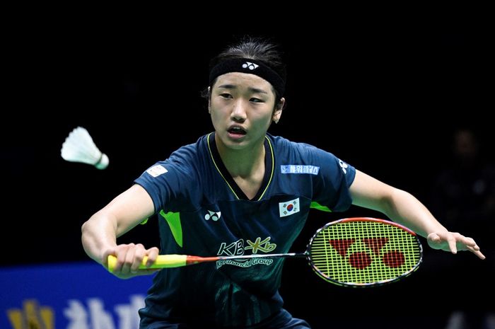 Pebulu tangkis tunggal putri Korea Selatan, An Se-young, pada perempat final Uber Cup 2024 di Ningbo, China, 3 Mei 2024.