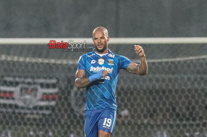 David Da Silva sedang melakukan selebrasi dalam laga leg kedua final Liga 1 2023 antara Madura United versus Persib Bandung di Stadion Gelora Bangkalan, Madura, Jawa Timur, Jumat (31/5/2024).