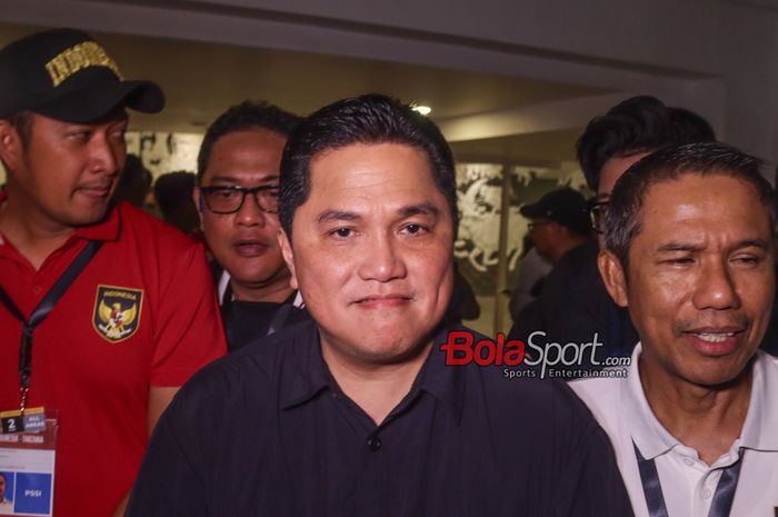 Ketua Umum PSSI, Erick Thohir, saat ditemui di Stadion Madya, Senayan, Jakarta, Minggu (2/6/2024).