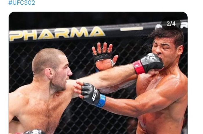 Sean Strickland mengalahkan Paulo Costa di UFC 302, Minggu (2/6/2024) WIB di New Jersey. 