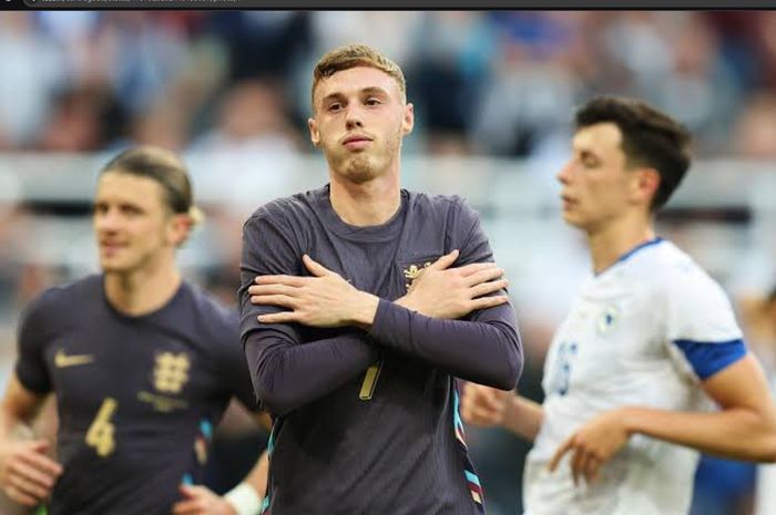 Cole Palmer mencetak gol debutnya untuk Timnas Inggris saat melawan Bosnia-Herzegovina di Stadion St. James' Park, Senin (3/6/2024).