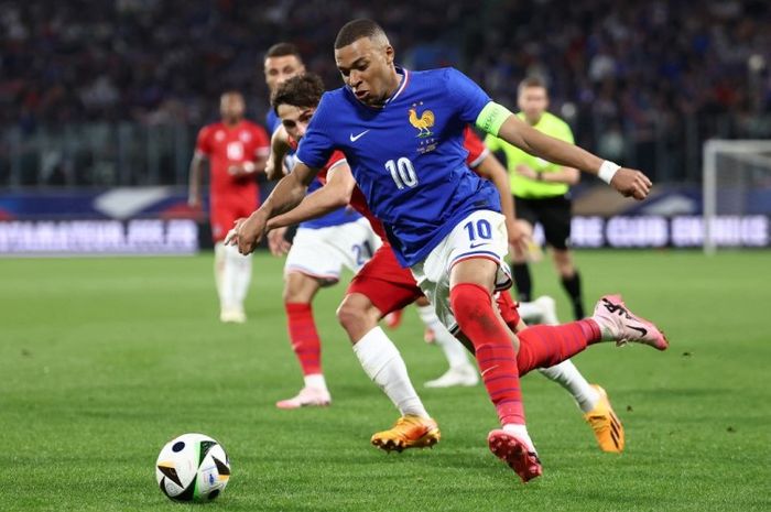 Aksi Kylian Mbappe bersama timnas Prancis dalam laga uji coba kontra Luksemburg, Rabu (5/6/2024).