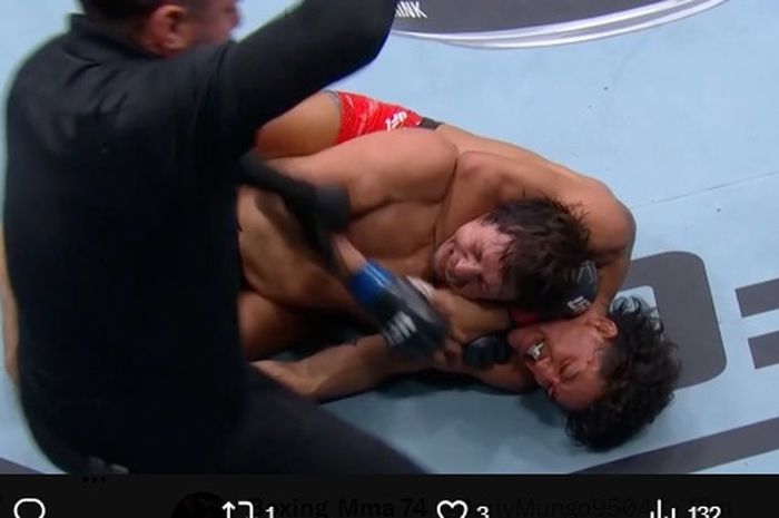 Raul Rosas Jr mengalahkan Ricky Turcios dengan kuncian di UFC Louisville, Minggu (9/6/2024) WIB.