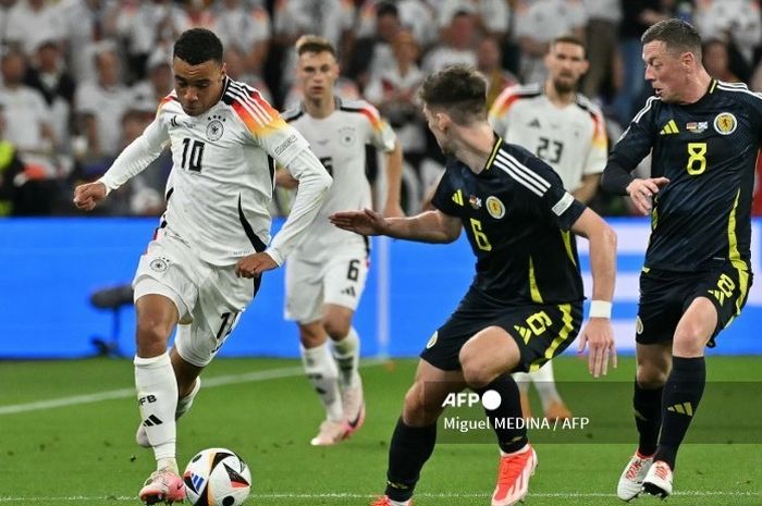 Gelandang serang Bayern Muenchen, Jamal Musiala, tampil sebagai starter saat menghadapi Skotlandia pada laga pembuka Grup A Euro 2024, Jumat (14/6/2024) atau Sabtu dini hari WIB.