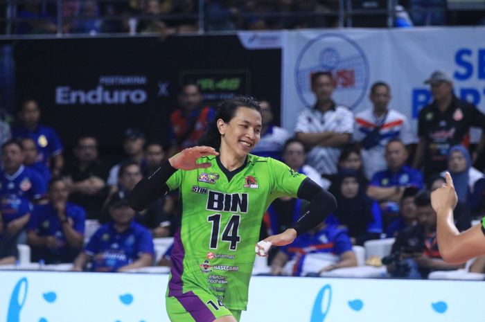 outside hitter andalan Jakarta BIN, Farhan Halim, ketika turun pada pekan keenam Proliga 2024, Sabtu (15/6/2024)