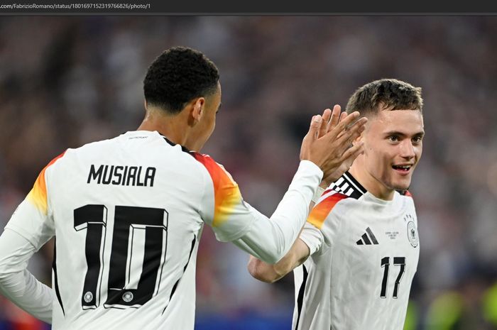 Duo wonderkid Timnas Jerman, Jamal Musiala dan Florian Wirzt, turut menyumbang gol dalam kemenangan atas Skotlandia pada laga perdana Grup A Euro 2024, Sabtu (15/6/2024) dini hari WIB.