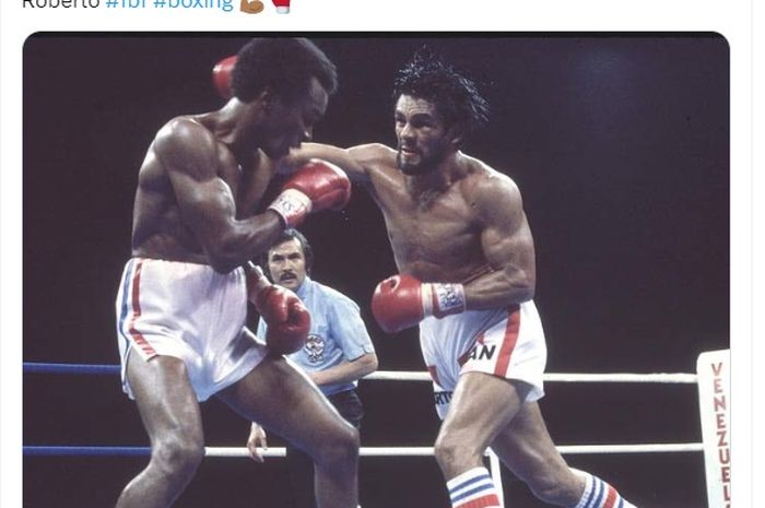 Duel Sugar Ray Leonard (kiri) kontra Roberto Duran pada 20 Juni 1980 di Montreal. 