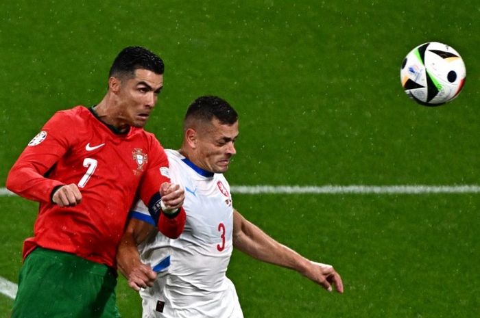 Cristiano Ronaldo beraksi saat Portugal jumpa Republik Ceska pada laga pertama grup EURO 2024.