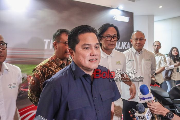 Ketua Umum PSSI, Erick Thohir saat ditemui awak media termasuk di Danareksa Jakarta Pusat, Jumat (21/6/2024).