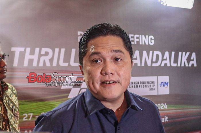 Ketua Umum PSSI, Erick Thohir saat ditemui awak media di Menara Danareksa, Gambir, Jakarta Pusat, Jumat (21/6/2024).