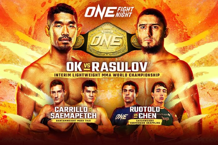 Laga utama ONE Fight Night 23 pada 6 Juli 2024 adalah duel perebutan sabuk juara interim kelas ringan MMA ONE Championship antara Ok Rae Yoon melawan Alibeg Rasulov.