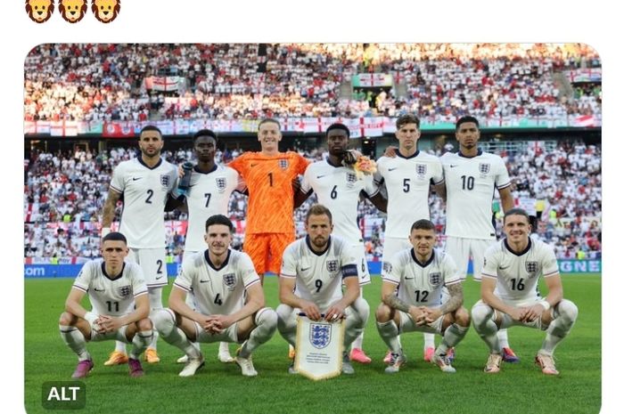 Tim nasional Inggris pada laga terakhir fase grup melawan timnas Slovenia di RheinEnergieStadion, Selasa (25/6/2024).