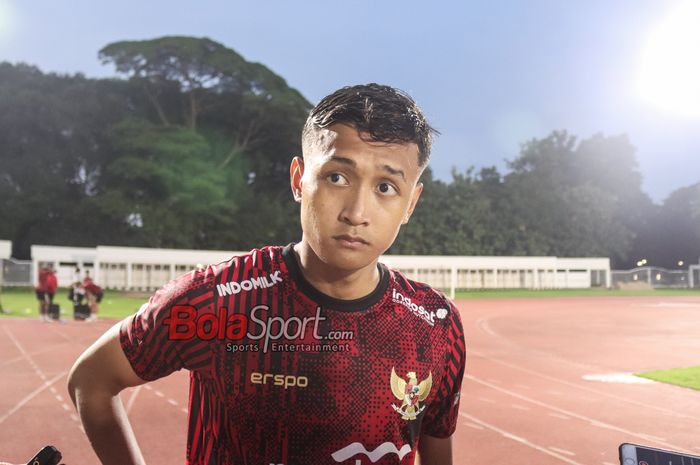 Pemain timnas U-19 Indonesia, Dony Tri Pamungkas, saat ditemui awak media di Stadion Madya, Senayan, Jakarta, Senin (1/7/2024).