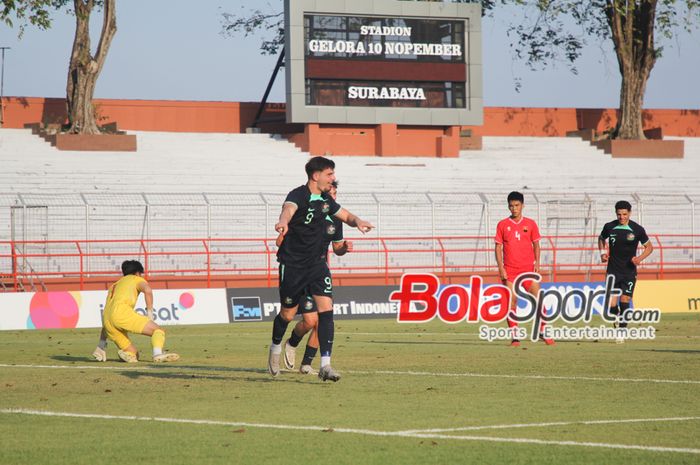 Selebrasi pemain Timnas U-19 Australia, Arion Sulemani, setelah mencetak gol ke gawang Timnas U-19 Vietnam.