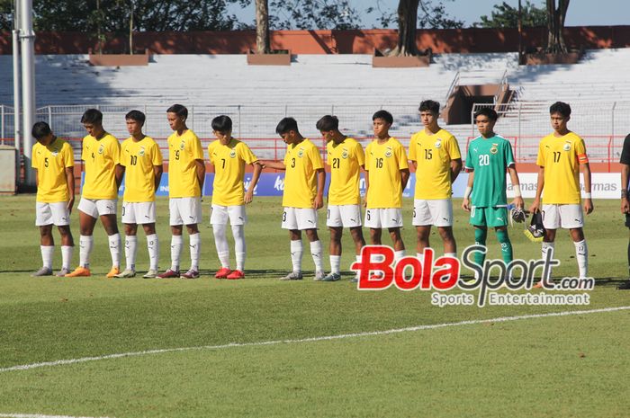 Skuad Timor Leste U-19 saat berlaga di ASEAN CUP U-19 di Stadion 10 November, Surabaya, Jawa Timur, Senin (22/7/2024) sore. 