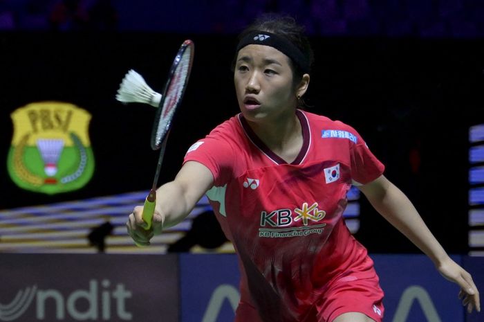 Pebulu tangkis tunggal putri Korea Selatan, An Se-young, pada semifinal Indonesia Open 2024 di Istora Senayan, Jakarta, Juni 2024.