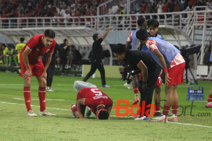 Pemain timnas U-19 Indonesia melakukan selebrasi setelah mencetak gol ke gawang timnas U-19 Malaysia pada laga semifinal ASEAN Cup U-19 2024, Sabtu (27/7/2024).