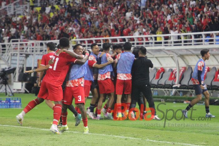 Para Pemain Timnas U-19 Indonesia selebrasi setelah memastikan lolos ke babak final ASEAN Cup U-19 2024.