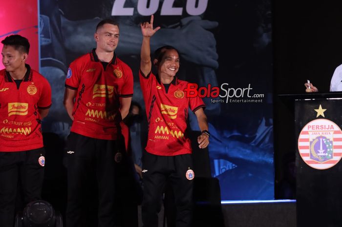 Riko Simanjuntak di acara launching Persija Jakarta di Jakarta International Stadium, Jakarta Utara, Rabu (7/8/2024).