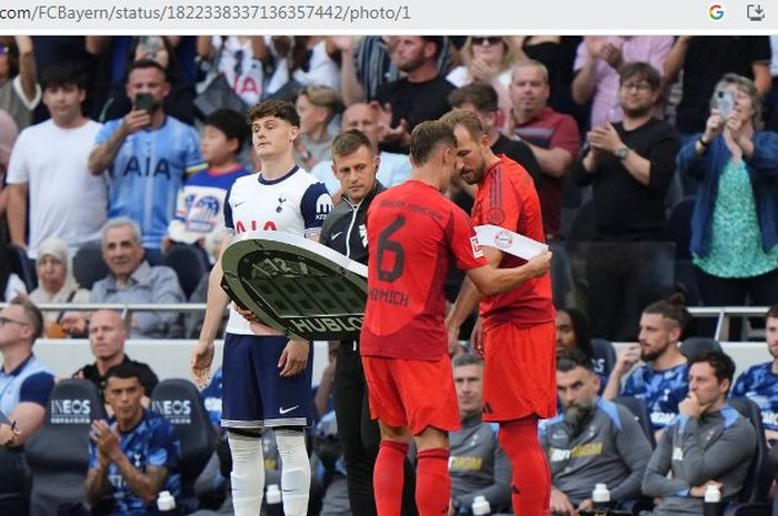 Harry Kane tampil sebagai pemain pengganti ketika memperkuat Bayern Muenchen menghadapi mantan klubnya, Tottenham Hotspur, dalam laga uji coba, Sabtu (10/8/2024).