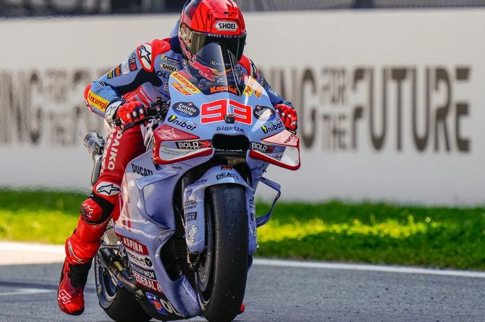 Aksi pembalap Gresini Racing, Marc Marquez, dipandang bisa meraih gelar juara dunia MotoGP lagi