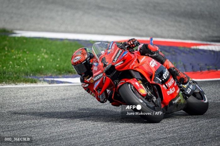 Pembalap Ducati Lenovo, Francesco Bagnaia, jadi yang tercepat di sesi Practice MotoGP Austria 2024 di Red Bull Ring, Spielberg, Austria, Jumat (16/8/2024).