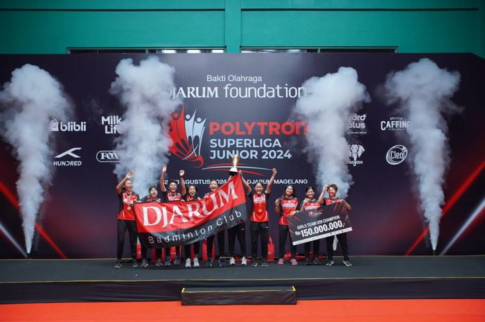 PB Djarum memborong gela juara di ajang Polytron Superliga Junior 2024.