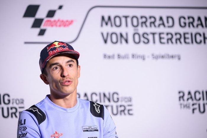 Pembalap Gresini, Marc Marquez, dalam konferensi pers menjelang MotoGP Austria 2024, Kamis (15/8/2024).