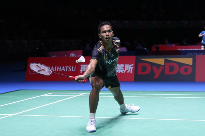 Tunggal putra Indonesia, Chico Aura Dwi Wardoyo saat bertanding pada babak 32 besar Japan Open 2024 di Yokohama Arena, Kanagawa, Jepang, Selasa (20/8/2024).