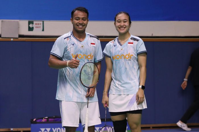 Pasangan ganda campuran Indonesia, Rehan Naufal Kusharjanto/Lisa Ayu Kusumawati, pada babak pertama Korea Open 2024 di Mokpo Indoor Stadium, Seoul, Korea Selatan. Rabu (28/8/2024).