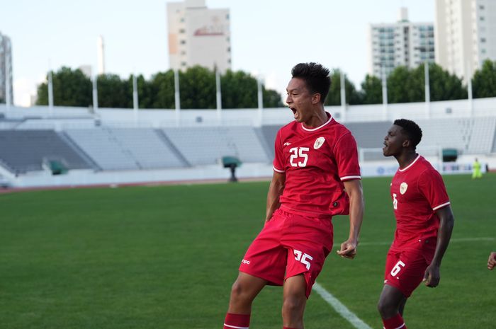 Selebrasi gol kedua Timnas U-20 Indonesia saat berjumpa Argentina di Seoul Earth On Us 2024 di Mokdong Stadium, Seoul, Rabu (28/8/2024) siang WIB