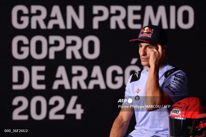 Pembalap Gresini Racing, Marc Marquez, pada sesi konferensi pers jelang MotoGP Aragon 2024, Kamis, 29 Agustus 2024