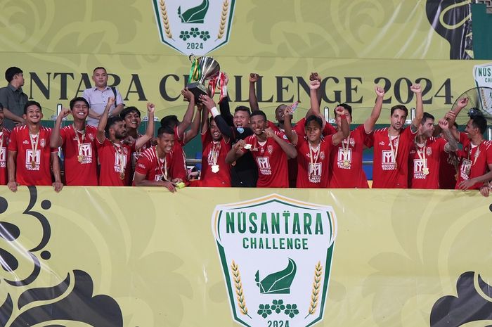 Malut United merayakan kemenangan dalam laga persahabatan bertajuk Nusantara Challenge 2024 melawan klub Liga Malaysia, Kedah FC.