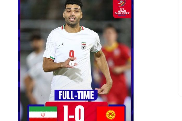 Striker Inter Milan, Mehdi Taremi, menjadi penentu kemenangan 1-0 Iran atas Kirgistan di laga pertama Grup A putaran ketiga Kualifikasi Piala Dunia 2026 Zona Asia, Kamis (5/9/2024) di Fuladshahr. 