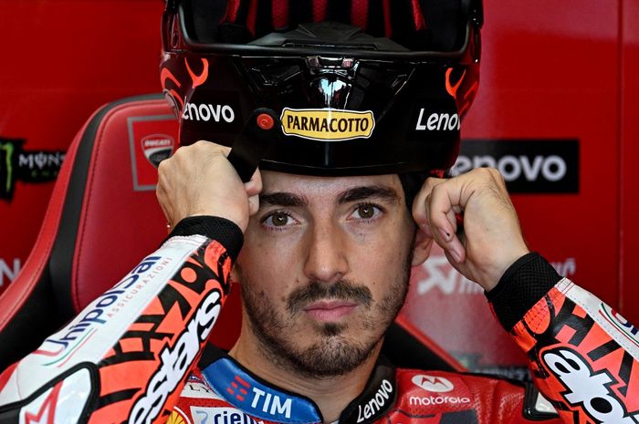 Pembalap Ducati, Francesco Bagnaia, pada sesi hari pertama MotoGP San Marino 2024 di Sirkuit Misano, Italia, Jumat (6/9/2024).