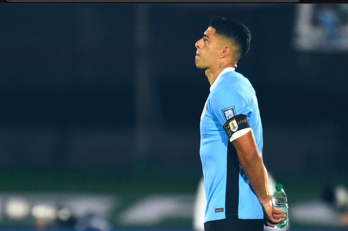 Luis Suarez saat melakoni laga terakhir bersama Timnas Uruguay di Estadio Centenario, Jumat (6/9/2024).