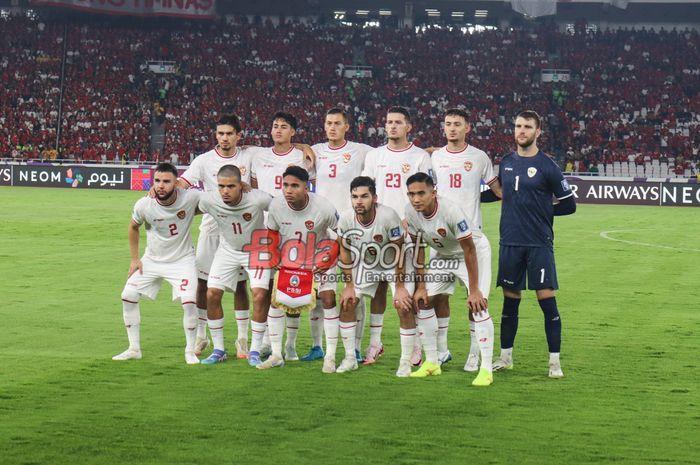 Skuad timnas Indonesia (skuat timnas Indonesia) sedang berfoto bersama di Stadion Utama Gelora Bung Karno, Senayan, Jakarta, Selasa (10/9/2024).