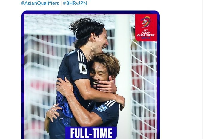 Jepang kembali meraih kemenangan telak pada matchday 2 Grup C putaran ketiga Kualifikasi Piala Dunia 2026 Zona Asia dengan melumat tuan rumah Bahrain 5-0 di Riffa.