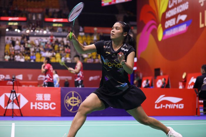 Aksi tunggal putra Indonesia, Gregoria Mariska Tunjung, pada babak pertama Hong Kong Open 2024, Rabu (11/9/2024)