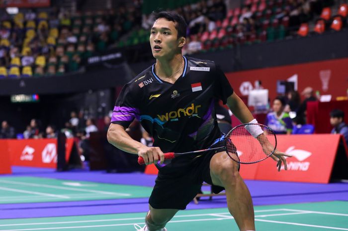 Aksi tunggal putra Indonesia, Jonatan Christie pada babak pertama Hong Kong Open 2024, Rabu (11/9/2024)