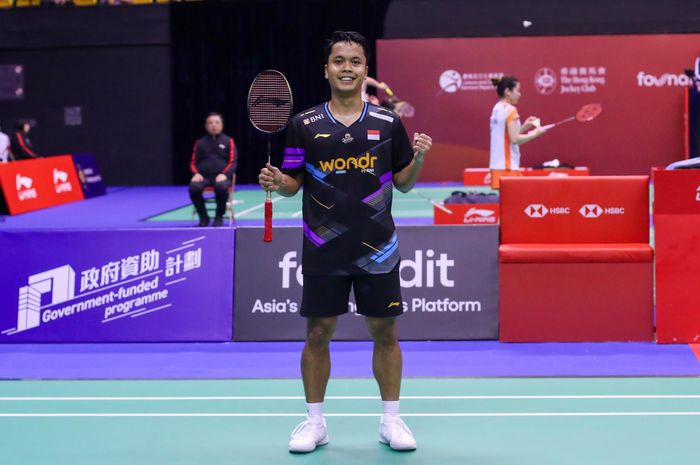 Tunggal putra Indonesia, Anthony Sinisuka Ginting, setelah memenangi pertandingan babak kedua Hong Kong Open 2024 di Hong Kong Coliseum, Kowloon, Hong Kong, 12 September 2024. 