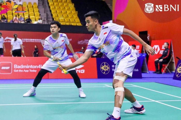 Ganda putra Indonesia, Leo Rolly Carnando/Bagas Maulana, saat tampil pada babak 16 besar Hong Kong Open 2024 di Hong Kong Coliseum, Kowloon, Hong Kong, 12 September 2024.