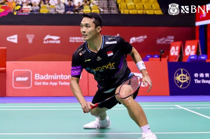 Tunggal putra Indonesia, Jonatan Christie, saat tampil pada perempat final Hong Kong Open 2024 di Hong Kong Coliseum, Kowloon, Hong Kong, 13 September 2024.