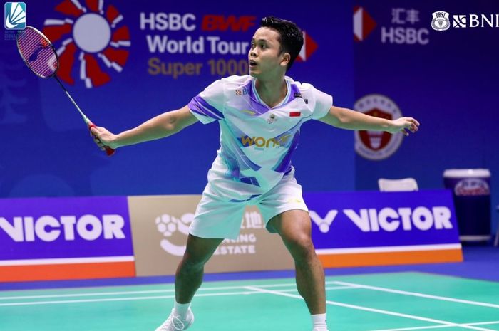 Tunggal putra Indonesia, Anthony Sinisuka Ginting, saat tampil pada babak pertama China Open 2024 di Changzou Olympic Sports Center, China, 17 September 2024.