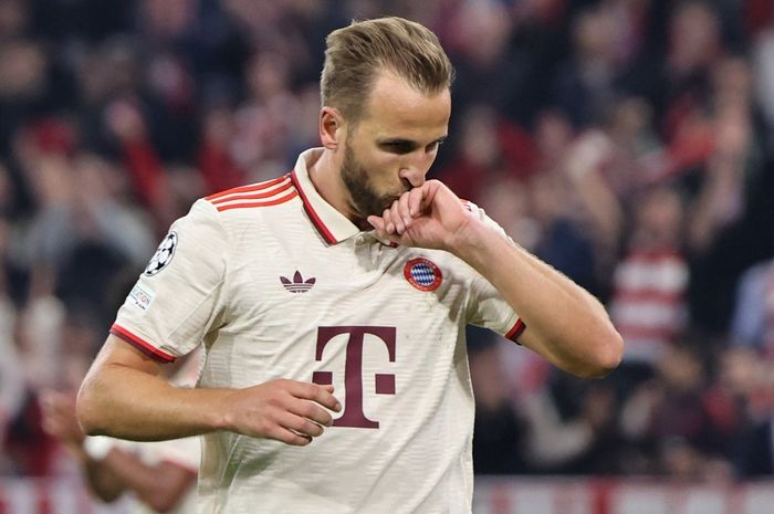 Harry Kane mencetak 4 gol dalam pertandingan Liga Champions saat Bayern Muenchen bantai Dinamo Zagreb di Allianz Arena (17/9/2024).